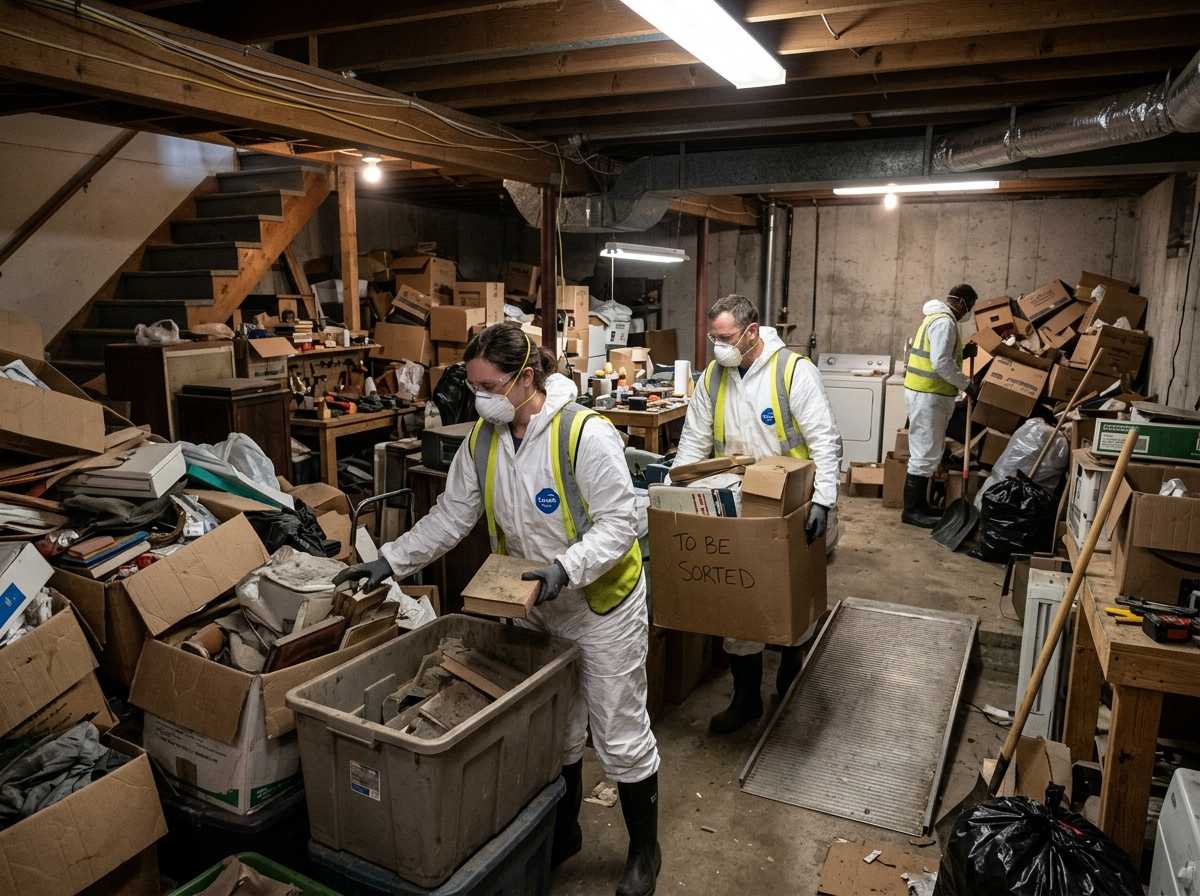 basement hoarding cleanup team