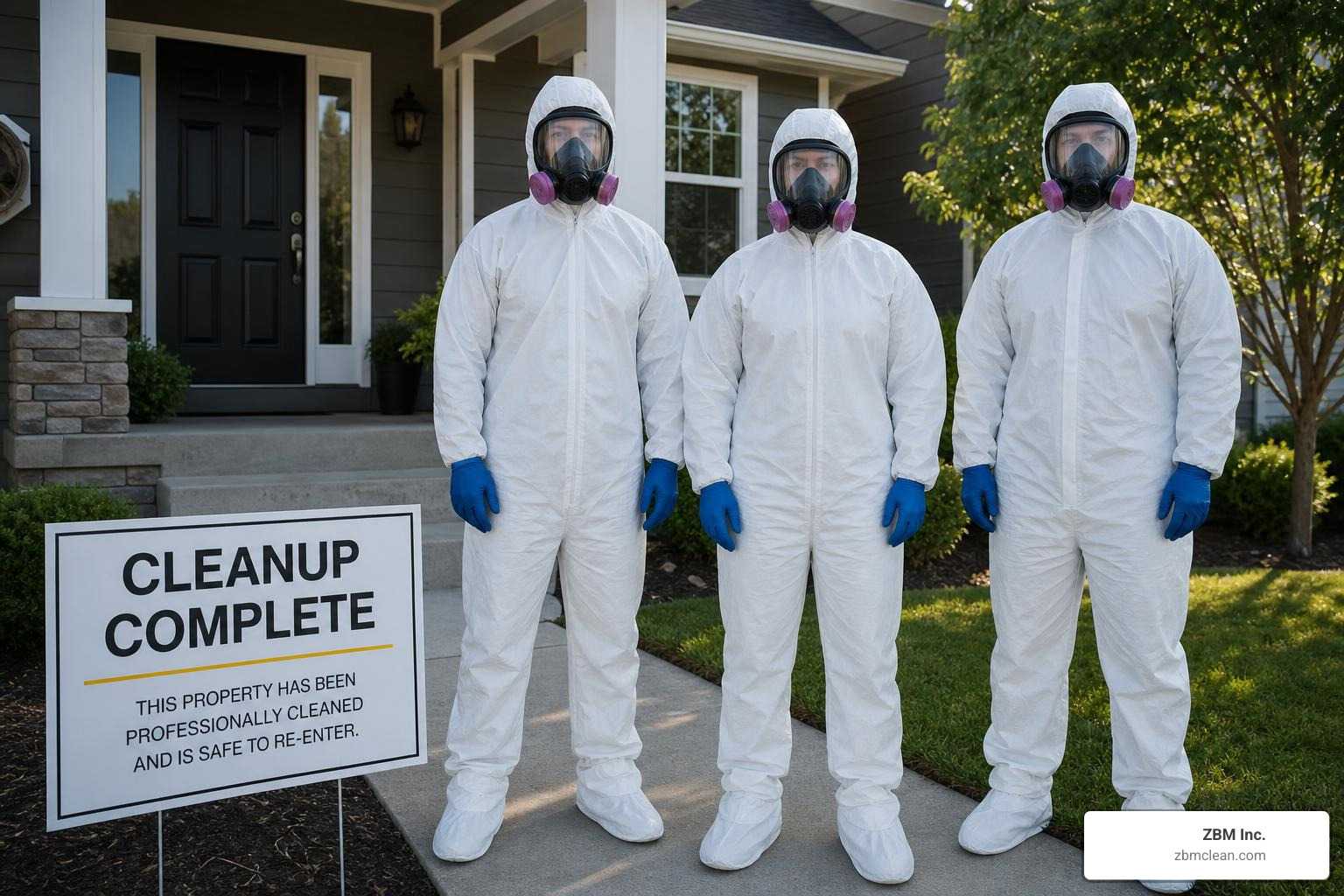 clean crime biohazard cleanup team outside restored property