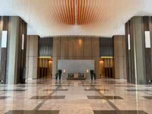 clean corporate lobby with polished floors