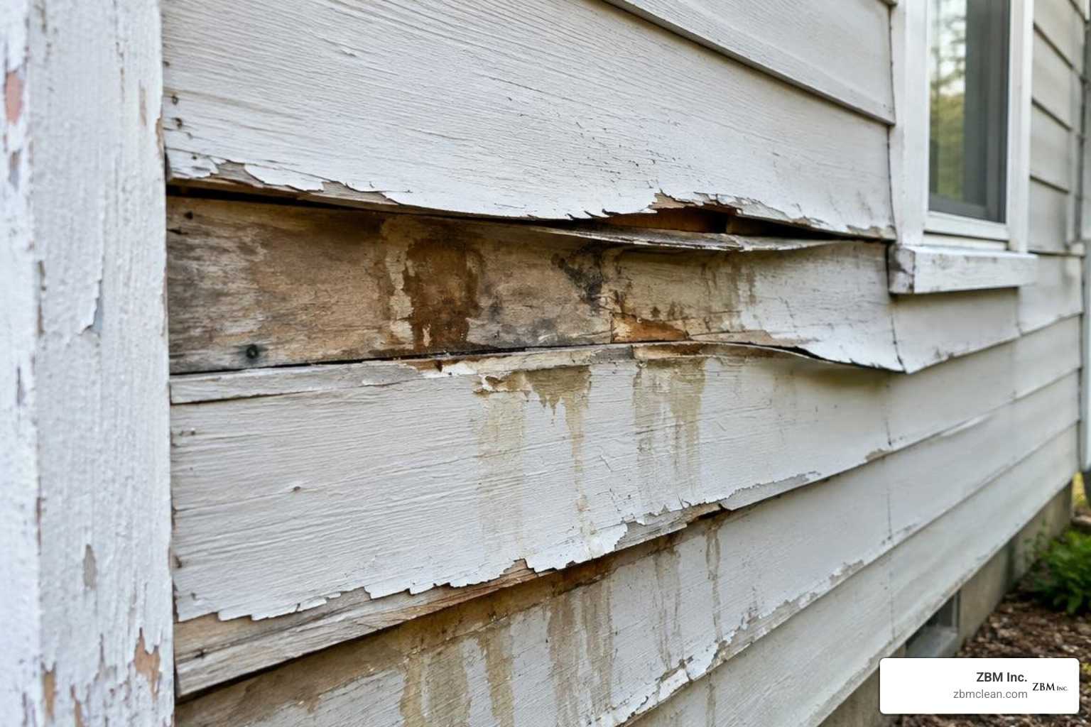 damaged siding after pressure washing